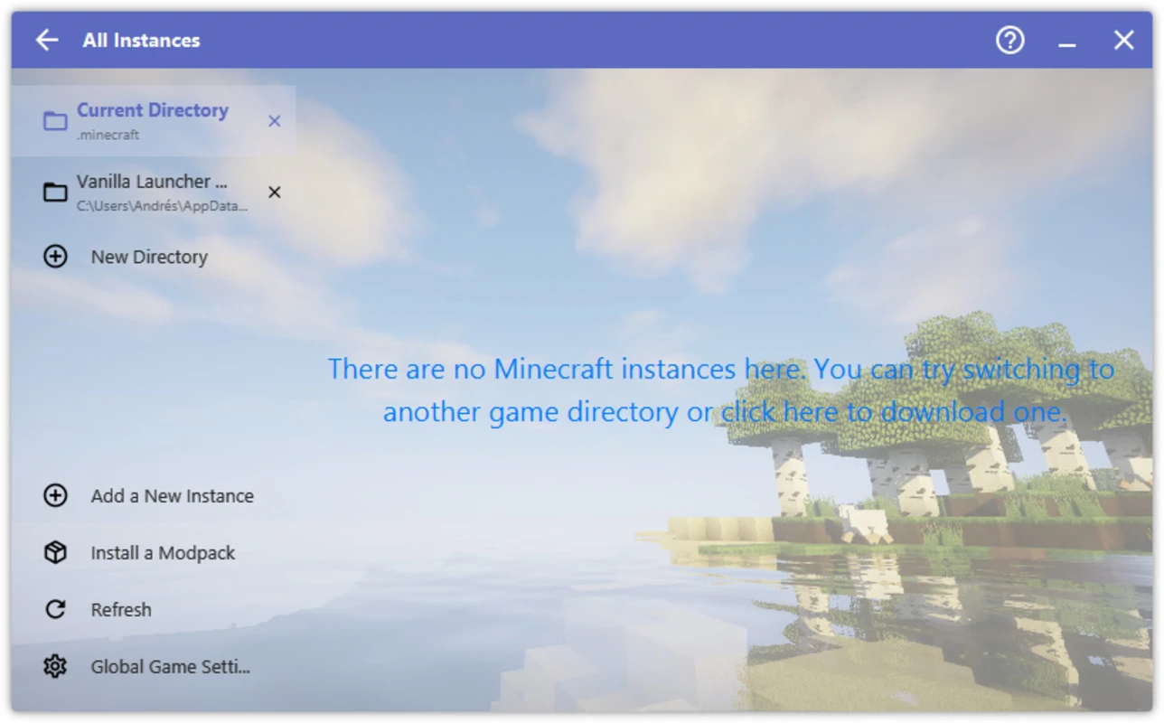 HMCL content browser listing mods for the selected instance